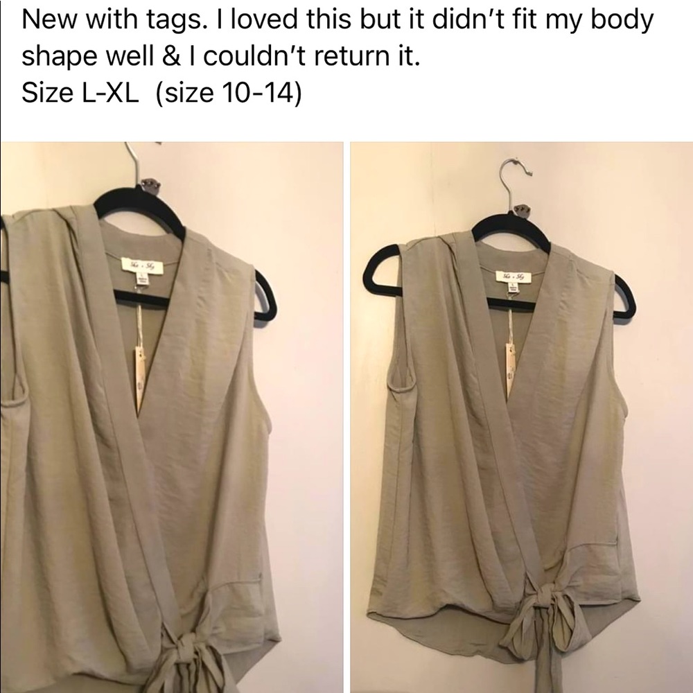 Sage green wrap blouse